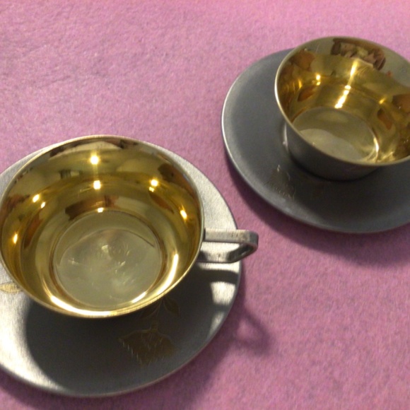 Two sets Vintage Solid Silver Demitasse Cups and Saucers Russian Mid Century - Picture 8 of 12